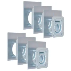 Järelkäru sidumisrõngaste komplekt tagaplaatidega, 6 tk, tsingitud teras, 2000 kg