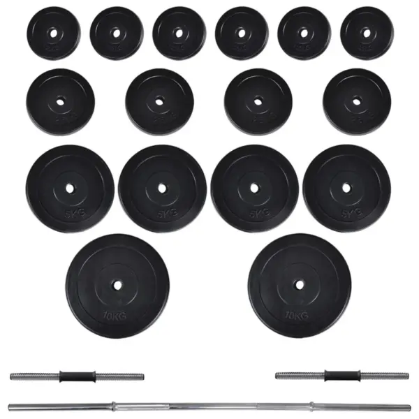 Mitmefunktsionaalne jõusaalipink kangi ja hantlite komplektiga, 60,5 kg – 8