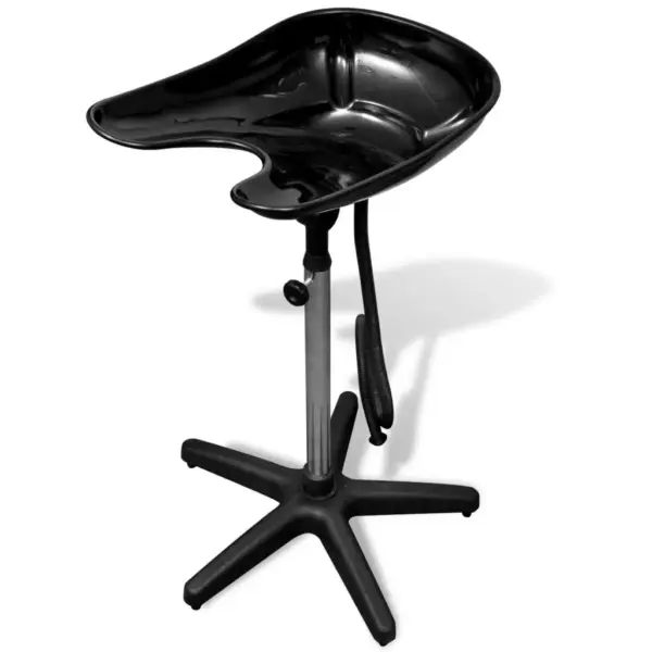 Reguleeritav juuksurisalongi valamu äravooluvooliku ja viiejalalise alusega, must, 92–102 cm – 2