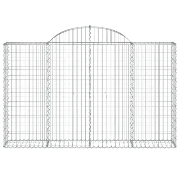 Kaarekujuline gabioonkorv aiaseinaks, hõbedane tsingitud raud, 200 x 30 x 120/140 cm – 3