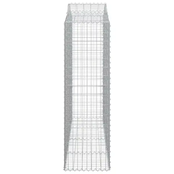 Kaarekujuline gabioonkorv aiaseinaks, tsingitud raud, hõbedane, 200 x 50 x 160/180 cm – 4