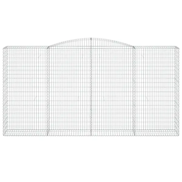 Kaarekujuline gabioonkorv aiaseinaks, hõbedane tsingitud raud, 400 x 50 x 200/220 cm – 3