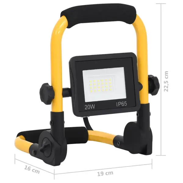 Käepidemega LED-prožektor töövalgusti, 20 W, külm valge, must-kollane – 12
