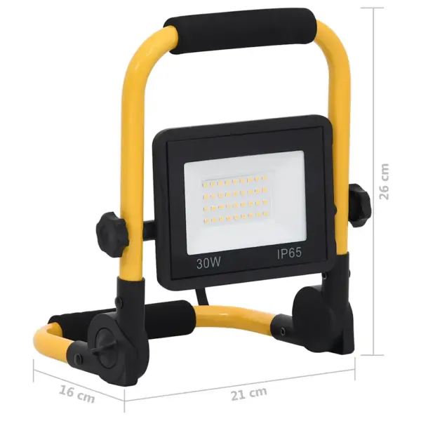 Kaasaskantav LED prožektor käepidemega, 30 W, soe valge, 2100 lm, must-kollane – 12