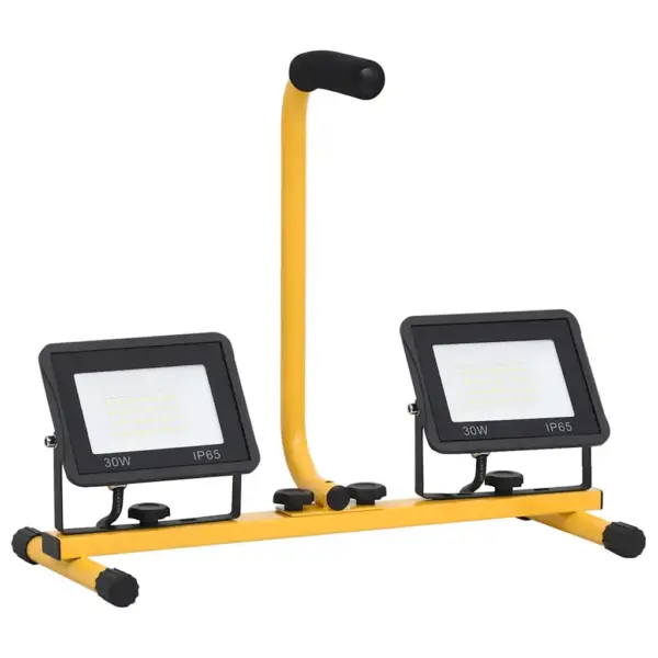 Käepidemega kahekordne LED tööprožektor, 2 x 30 W, külm valge, must ja kollane, 44,5 x 18,5 x 37 cm – 3