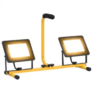 Käepidemega LED-tööprožektor 2 x 50 W, soe valge, must-kollane