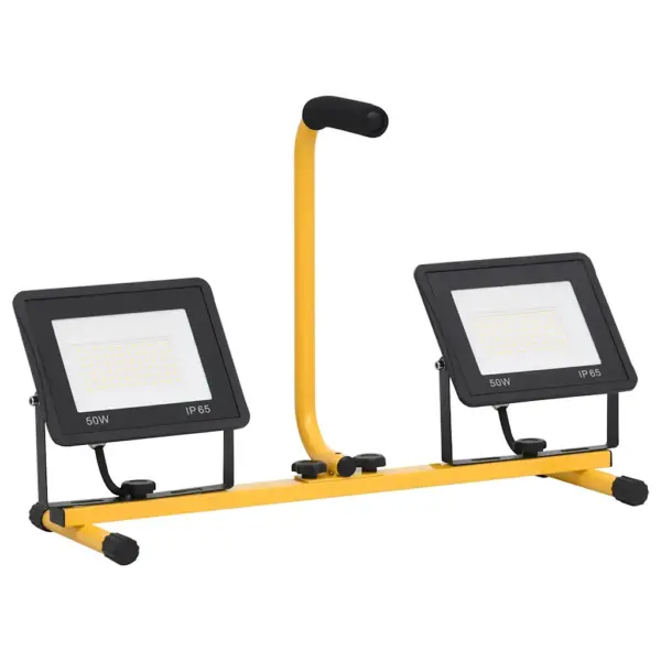 Käepidemega LED-tööprožektor 2 x 50 W, soe valge, must-kollane – 2