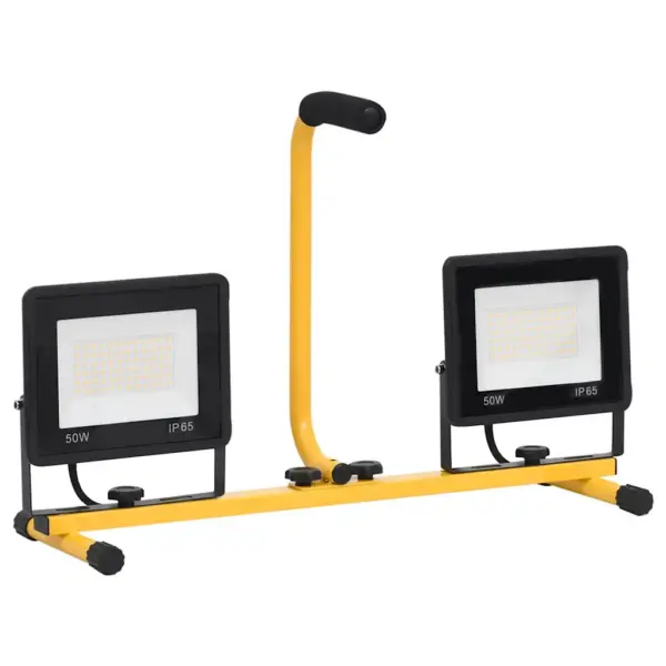 Käepidemega LED-tööprožektor 2 x 50 W, soe valge, must-kollane – 4