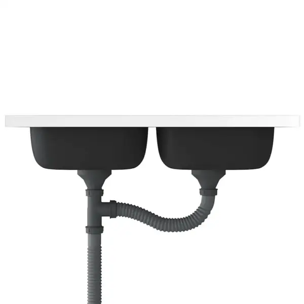 Kahe kraanikausiga roostevabast terasest köögivalamu, hõbedane, 800 x 600 mm – 5