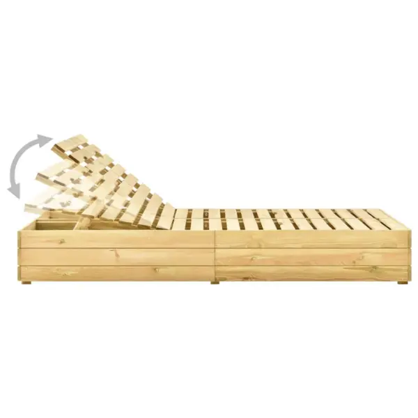 Kahekohaline päevitustool antratsiithallide patjadega, roheimmutatud männipuit, 198 x 135 cm – 4