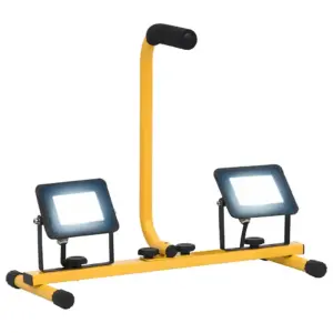 Käepidemega kahekordne LED-töölamp 2 x 20 W, külm valge, must-kollane