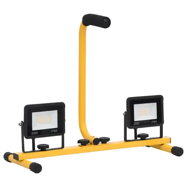 Käepidemega kahekordne LED-töölamp 2 x 20 W, külm valge, must-kollane – 4