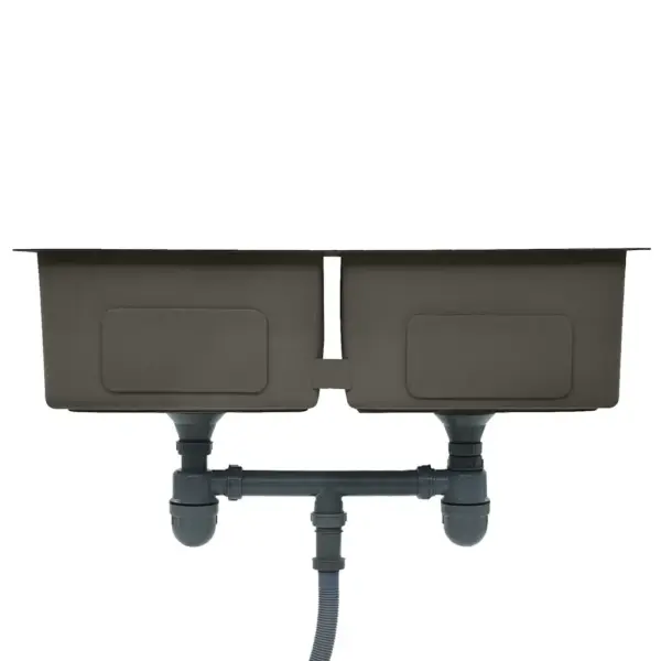 Käsitsi valmistatud kahekordne köögivalamu, must harjatud roostevabast terasest, 76 x 44 x 20 cm – 5