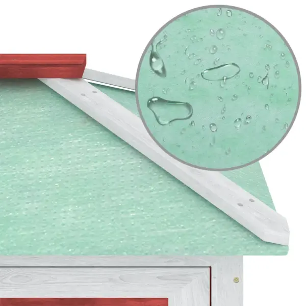 Ilmastikukindel kahekorruseline küülikupuur rohelise katusega, valge ja punane nulupuit, 130 x 68 x 105 cm – 10