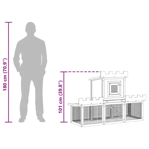 Kahekorruseline õueküülikupuur majakesega, pruun, 142 x 50 x 101 cm – 11