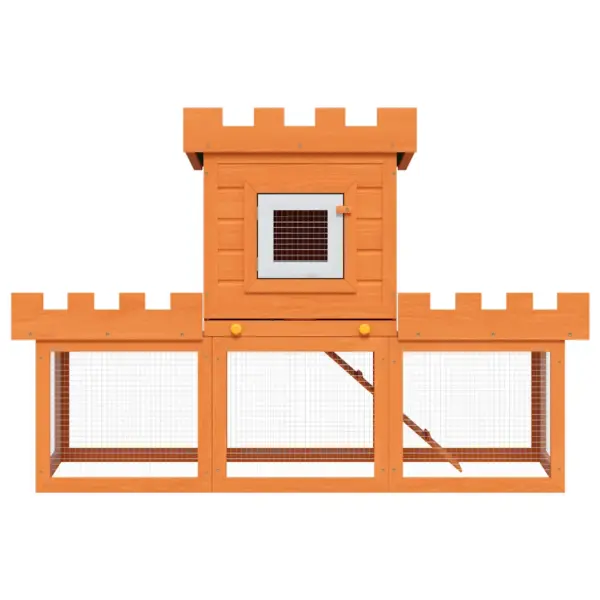 Kahekorruseline õueküülikupuur majakesega, pruun, 142 x 50 x 101 cm – 4