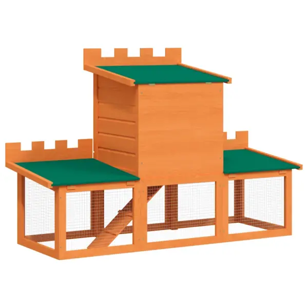 Kahekorruseline õueküülikupuur majakesega, pruun, 142 x 50 x 101 cm – 6