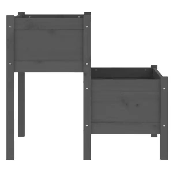 Kahetasandiline taimekast, hall männipuidust, 84,5 x 84 x 75 cm – 5