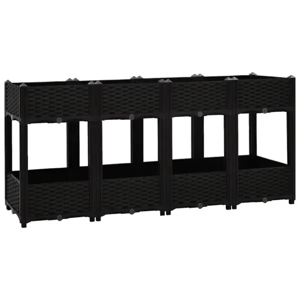 Kahetasandiline taimekast 2 riiuliga, must polüpropüleen, 160 x 40 x 71 cm – 2