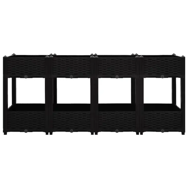 Kahetasandiline taimekast 2 riiuliga, must polüpropüleen, 160 x 40 x 71 cm – 3