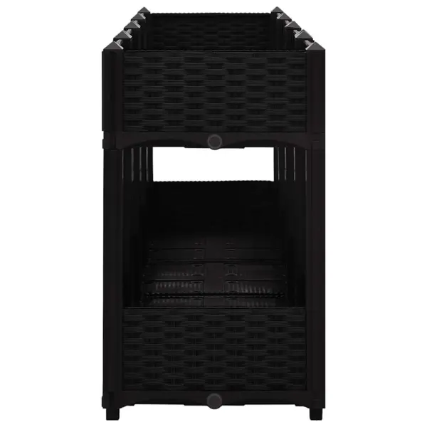 Kahetasandiline taimekast 2 riiuliga, must polüpropüleen, 160 x 40 x 71 cm – 4