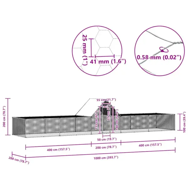 Kanade väliaedik veekindla katusega, tsingitud teras, 10 x 2 x 2 m – 9