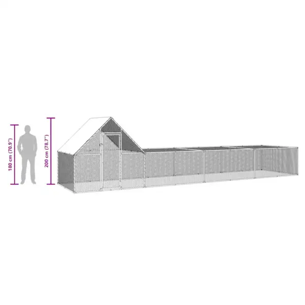 Kanakuut veekindla katusega, hõbedane tsingitud teras, 8 x 2 x 2 m – 10