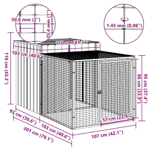 Kanapuur jooksualaga, helehall tsingitud teras, 110 x 201 x 110 cm – 5