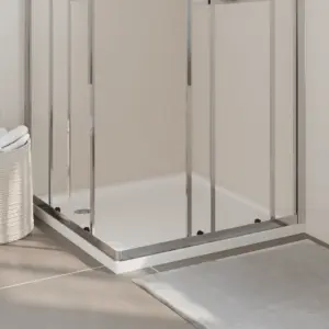 Kandiline dušialus madala lävega, valge klaaskiuga tugevdatud ABS, 90 x 90 cm