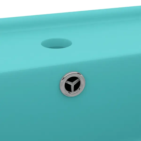 Kandiline matt heleroheline keraamiline valamu ülevoolu- ja kraaniauguga, 41 x 41 cm – 5