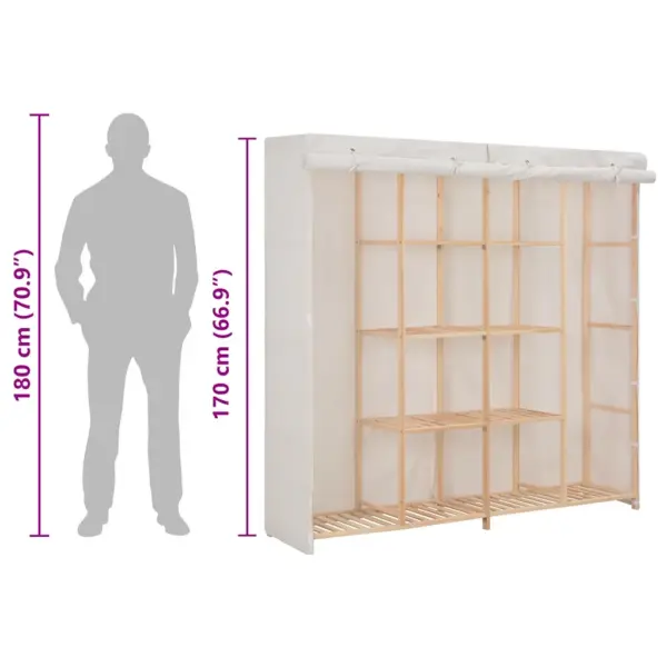 Kangast garderoob kuusepuidust raamiga, valge, 173 x 40 x 170 cm – 7