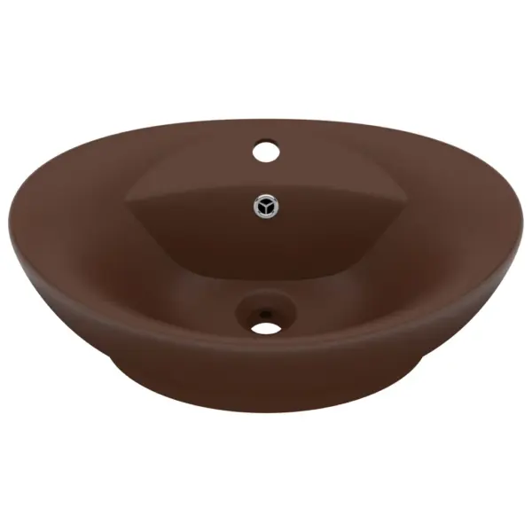 Ovaalne kapipealne keraamiline valamu, matt tumepruun, 58,5 x 39 cm – 2