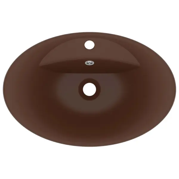 Ovaalne kapipealne keraamiline valamu, matt tumepruun, 58,5 x 39 cm – 4