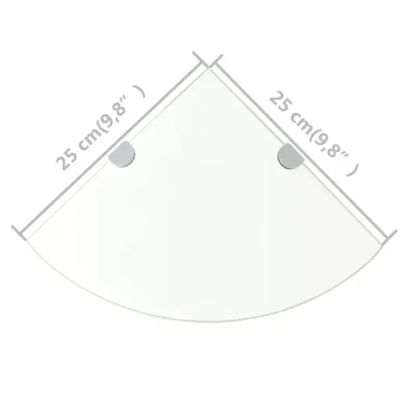 Karastatud klaasist nurgariiulid kroomitud tugedega, 2 tk, läbipaistev, 25 x 25 cm – 7