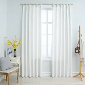 Kardinad metallkonksudega, 2 tk, koltunud valge, 140 x 225 cm