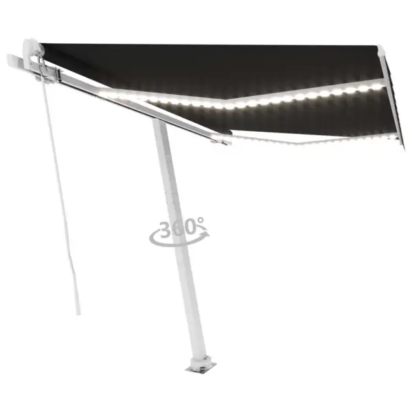 Käsitsi avatav terrassivarikatus LED-valgustusega, antratsiithall, 300 x 250 cm - 3