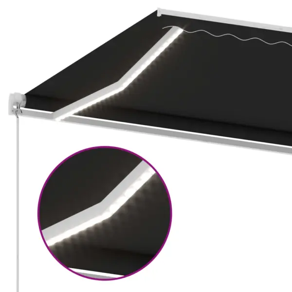 Käsitsi avatav terrassivarikatus LED-valgustusega, antratsiithall, 300 x 250 cm - 6