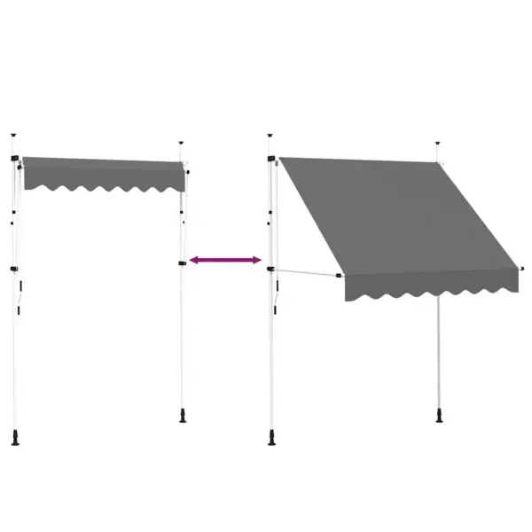 Käsitsi juhitav reguleeritav varikatus aknale ja terrassile, 200 cm, antratsiithall – 6