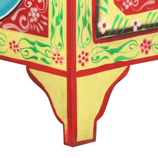 Käsitsi maalitud mangopuidust öökapp 2 sahtliga, 40 x 30 x 50 cm – 7