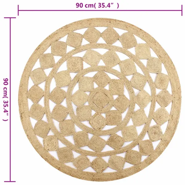 Käsitsi valmistatud ümmargune džuutvaip, naturaalne, 90 cm – 6
