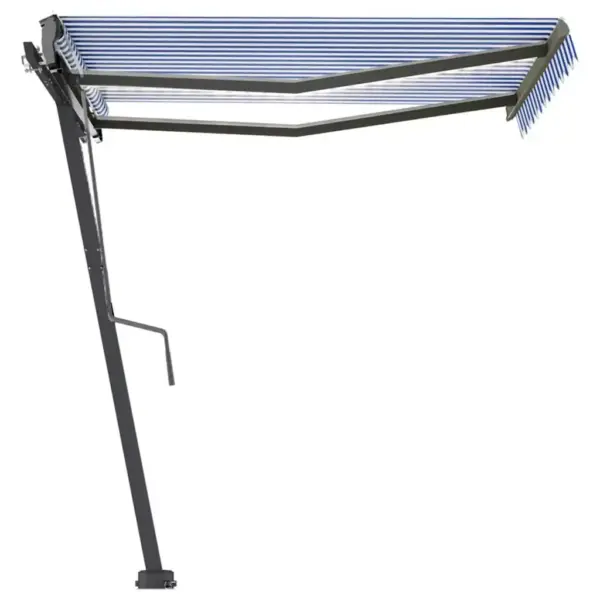Käsitsi sissetõmmatav terrassivarikatus LED-valgustusega, sinivalge, 300 x 250 cm, antratsiithalli alumiiniumraamiga - 3