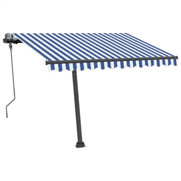 Käsitsi sissetõmmatav terrassivarikatus LED-valgustusega, sinivalge, 300 x 250 cm, antratsiithalli alumiiniumraamiga - 4