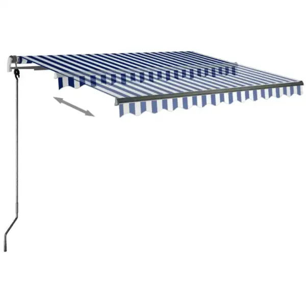 Käsitsi sissetõmmatav terrassivarikatus LED-valgustusega, sinivalge, 300 x 250 cm, antratsiithalli alumiiniumraamiga - 5