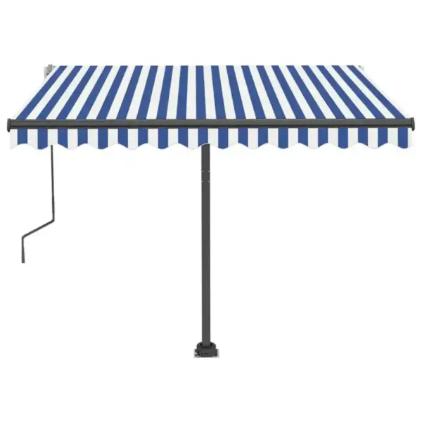 Käsitsi sissetõmmatav terrassivarikatus LED-valgustusega, sinivalge, 300 x 250 cm, antratsiithalli alumiiniumraamiga - 6