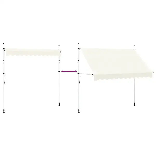 Käsitsi sissetõmmatav terrassivarikatus, 300 cm, kreemjasvalge – 6