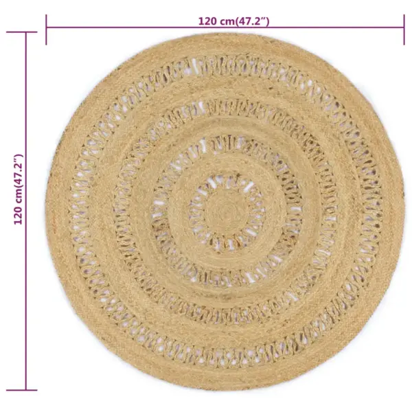 Ümmargune käsitsi valmistatud džuudivaip, naturaalne, 120 cm – 6