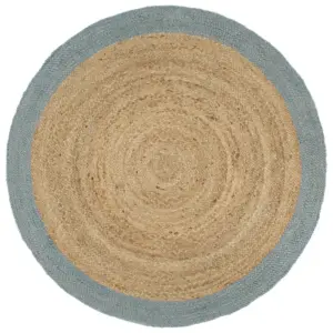 Ümmargune käsitsi valmistatud džuutvaip oliivirohelise äärega, 210 cm