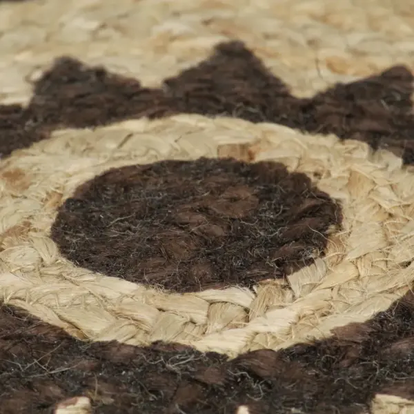 Ümmargune käsitsi valmistatud džuutvaip tumepruuni mustriga, 90 cm – 5