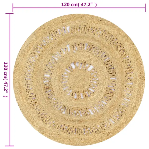 Käsitsi valmistatud ümmargune punutud džuutvaip, naturaalne, 90 cm – 6