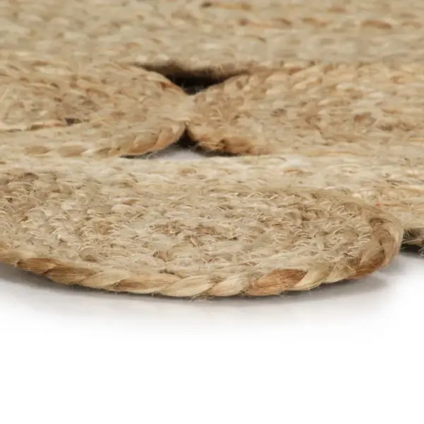 Ümmargune käsitsi valmistatud punutud džuutvaip lillemustriga, naturaalne, 120 cm – 3